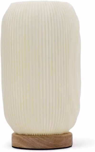 KDMD Modern Twisted New Wave USB Tabletop Lamp in White and Wood