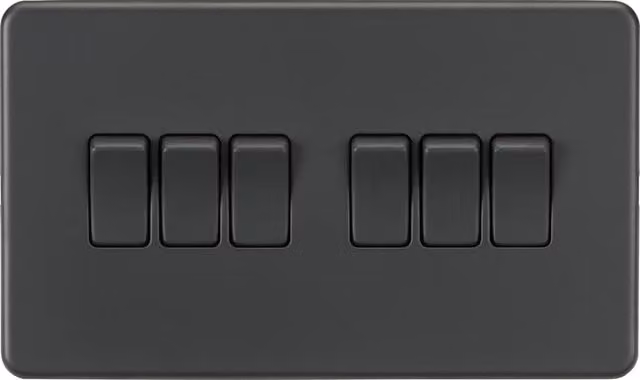 Knightsbridge Anthracite Flush Two-Way Screwless Mains Switch IP20
