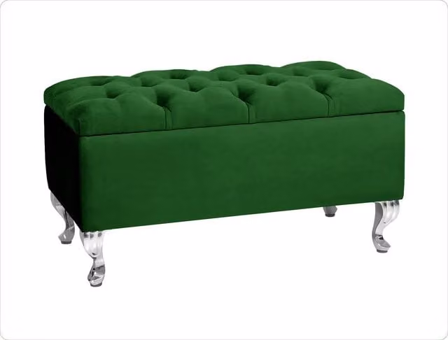 R&M Furnishers Chesterfield Ottoman Storage Bench, 180 cm, Tufted Upholstered Velvet Footstool in Petrol Green