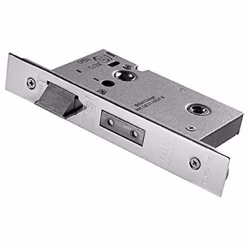 Loops Architectural Tubular Locking Bathroom Door Latch in Silver Stainless Steel, 76mm