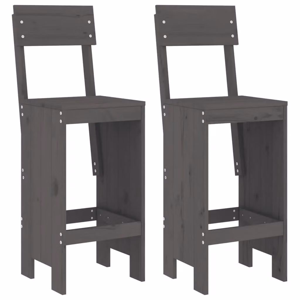 Berkfield Home 3 Piece Garden Bar Set in Grey Solid Wood Pine – 3