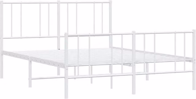 Berkfield Home Metal Bed Frame with Headboard and Footboard in White, W/D/H: 120 x 200 x 90 cm