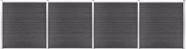 Berkfield Home WPC Fence Panel Set in Black, W: 699 cm, H: 186 cm – 1