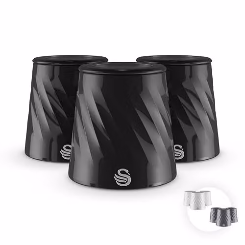 Swan Windsor Set of 3 Metal Canisters for Tea, Coffee and Sugar, Black, 1.3 l each – 1