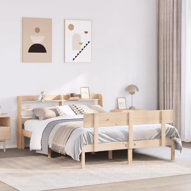 Berkfield Home Rustic Solid Wood Pine Bed Frame in Brown, W/D/H: 160 x 200 cm
