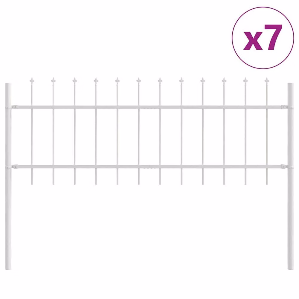 Berkfield Home White Steel Garden Fence with Spear Top – 2
