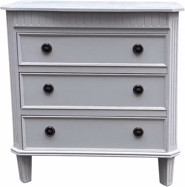 Minster 3 Drawer Chest of Drawers in Grey, W: 65 cm, D: 37 cm, H: 68 cm