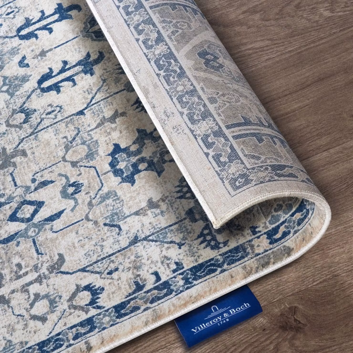 Villeroy & Boch 1869 Persian Vintage Rug in Cream, Beige, Grey and Blue, W: 80 cm, L: 240 cm – 2