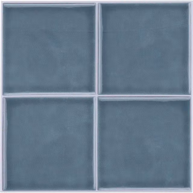 Livingandhome 30 Piece Self Adhesive Gloss Blue Square Wall Tile Stickers