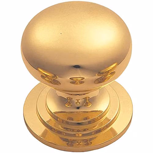 Loops Victorian Round Cupboard Door Knob in Polished Brass, Diameter: 3.2 cm