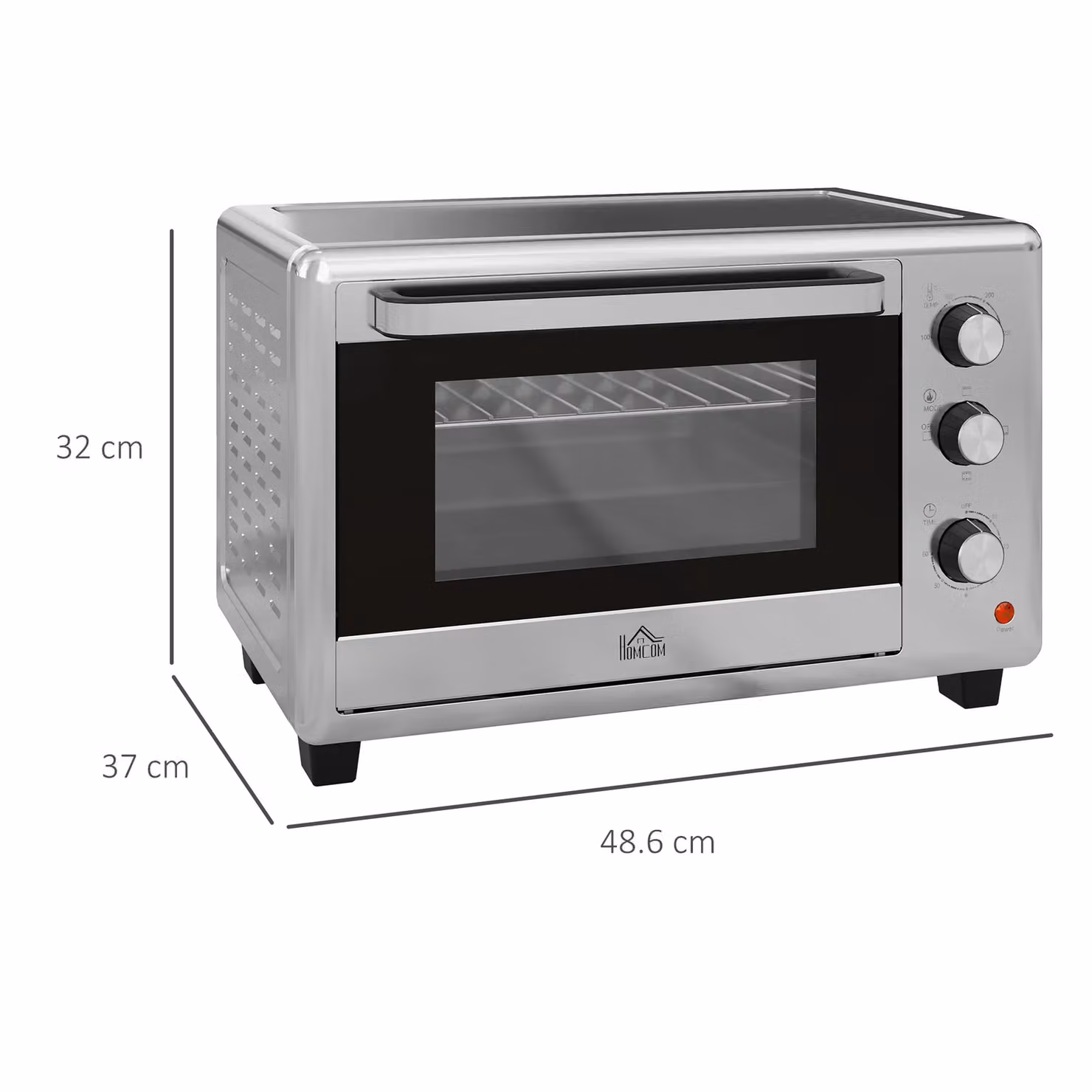 HOMCOM 30L Mini Oven with Grill and Timer, 1600W, Silver – 3