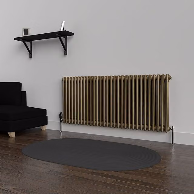 Lux Heat Horizontal Column Radiator in Antique Brass, 2 Column, H: 137 cm, W: 60 cm