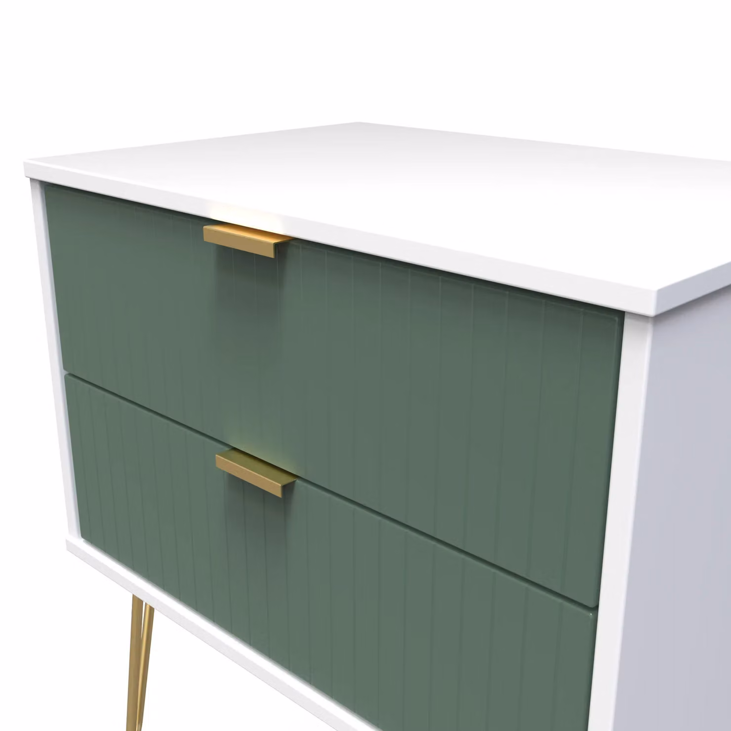 2 U Bexley 2 Drawer Side Table in Green and Gold – 3