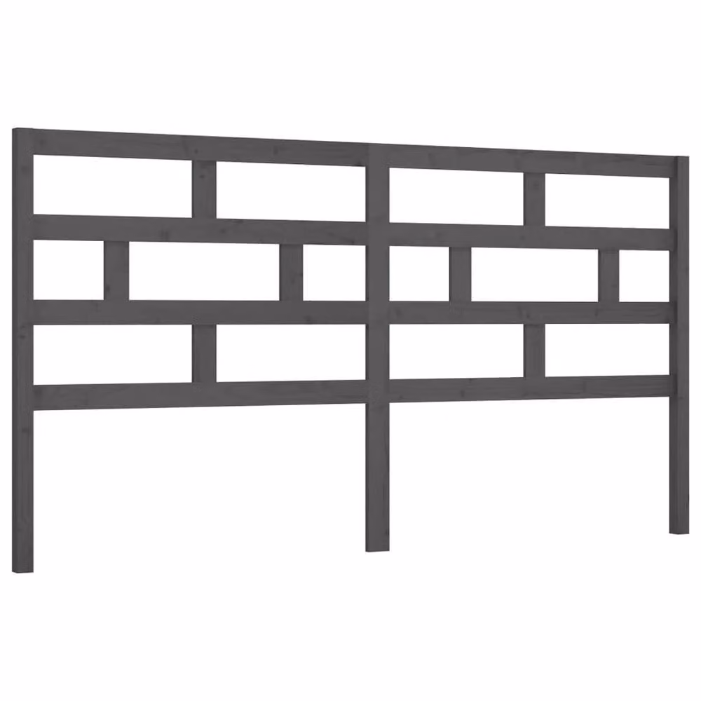 Berkfield Home Beautiful Grey Solid Pine Wood Bed Headboard W: 186 cm, D: 4 cm, H: 100 cm – 2