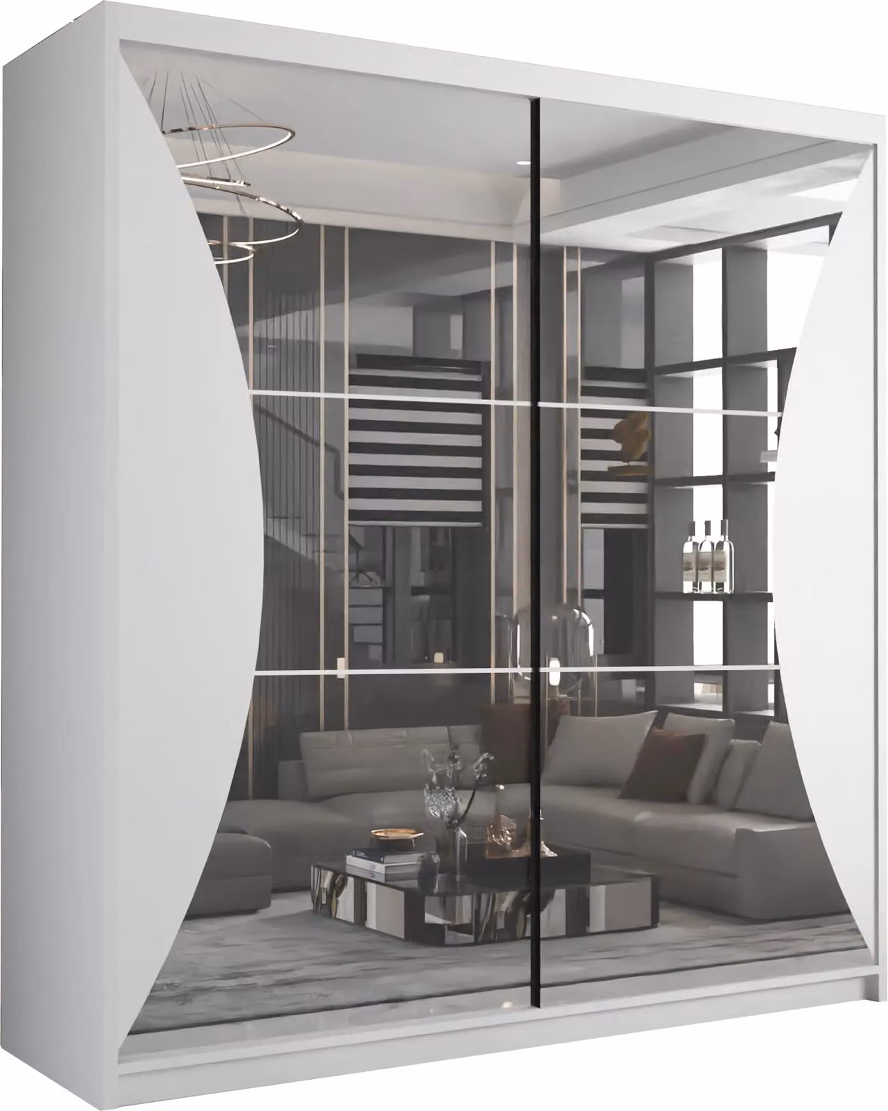 Sliding Wardrobes 4U Modern White Sliding Wardrobe with Integrated LED Lighting W: 150 cm, D: 62 cm, H: 217 cm – 2