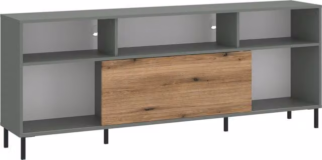 Furniture To Go Darwin Modern 1 Door TV Cabinet in Green and Oak, Height: 73 cm