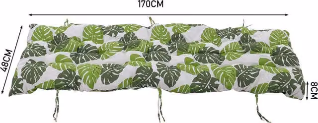 Lifeideas Banana Leaf Print Lounger Cushion in Green and White, 170 cm