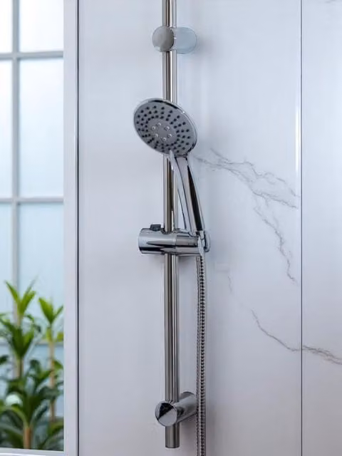 Showerdrape Spectra Chrome 3-Spray Pattern Shower Riser Rail Kit in Silver – 1