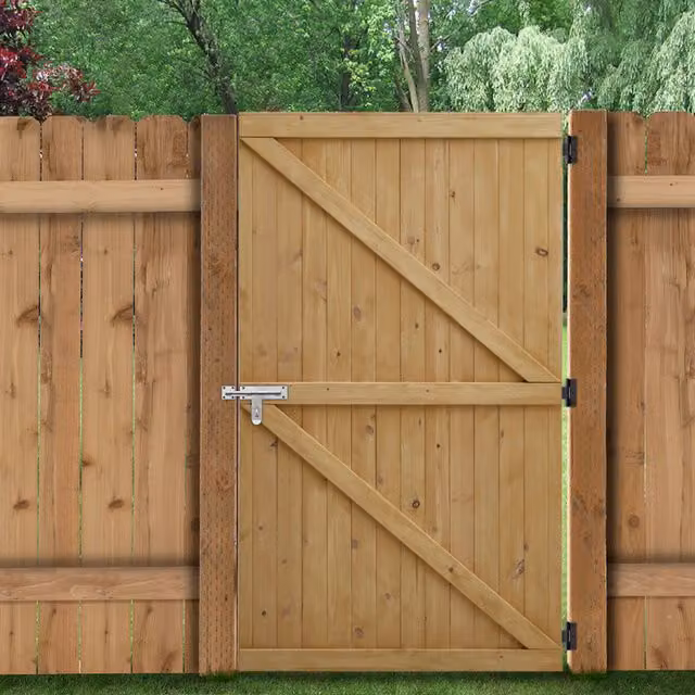 Livingandhome Brown Wood Swing Garden Gate, Height: 152 cm
