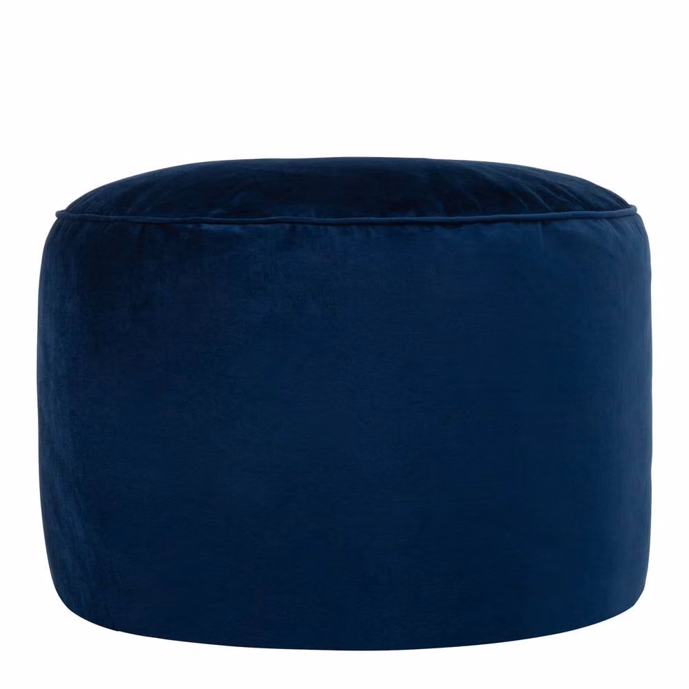 icon Milano Navy Blue Velvet Round Bean Bag Footstool – 3