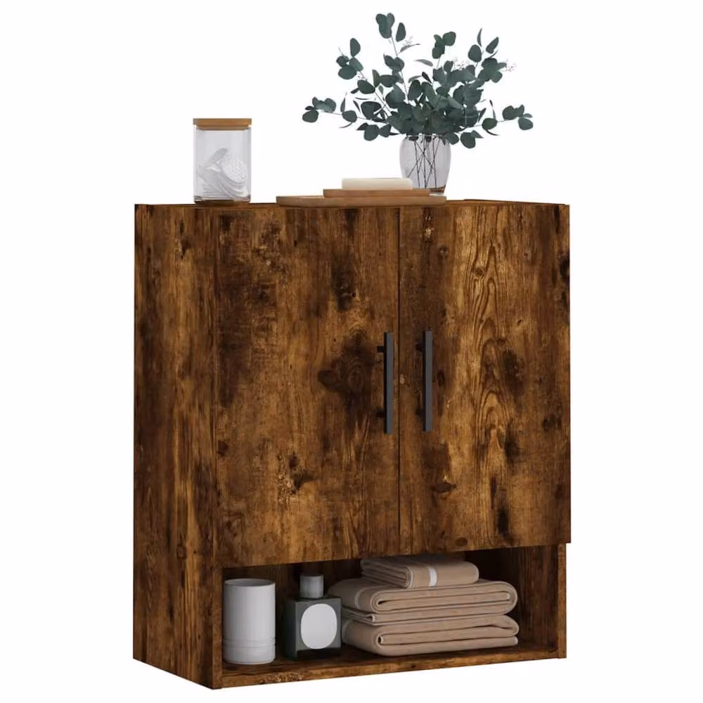Berkfield Home Wall Mounted Smoked Oak Cabinet in Brown, W/D/H: 60 x 31 x 70 cm – 3