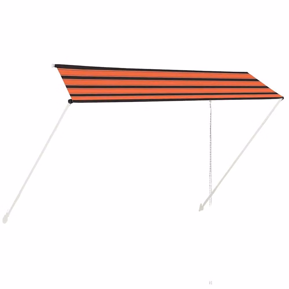 Berkfield Home Retractable Manual Folding Arm Awning in Orange and Brown, W: 350 cm, D: 150 cm – 2