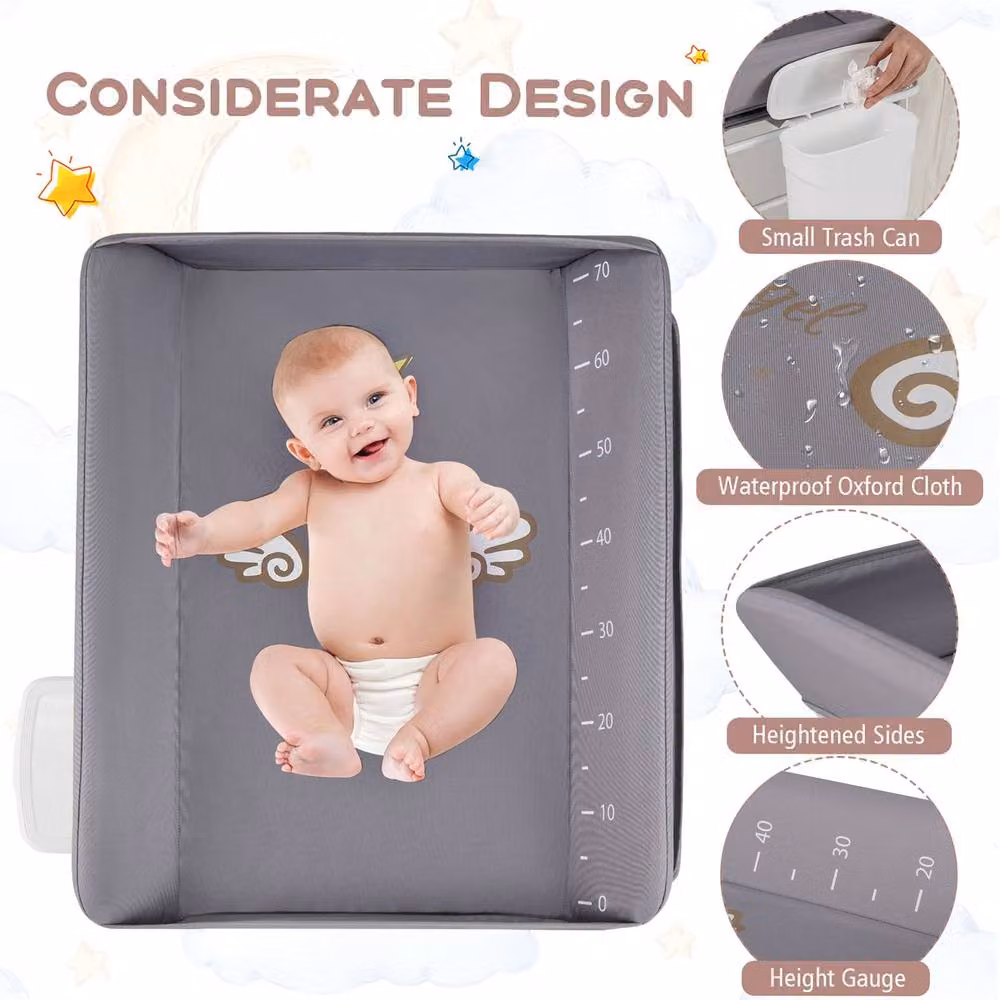 Costway Foldable Baby Diaper Changing Station in Grey – 3