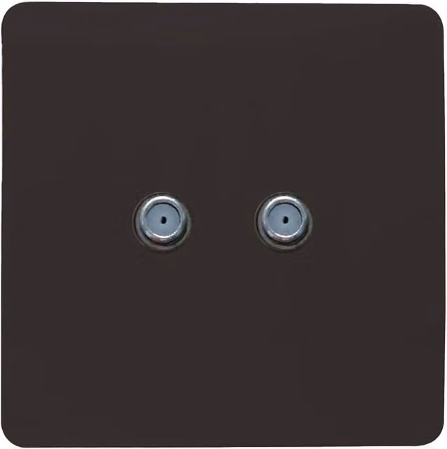 Trendi Switch 2 Gang Male F-Type Satellite Television Flush Socket - Dark Mocha Brown