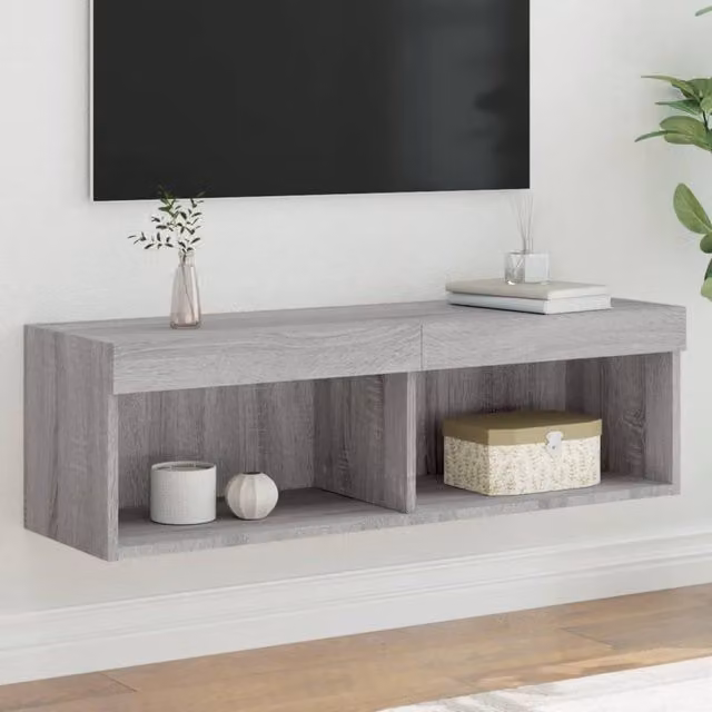 Berkfield Home TV Cabinet with LED Lights in Grey Sonoma, W/D/H: 100 x 30 x 30 cm – 1