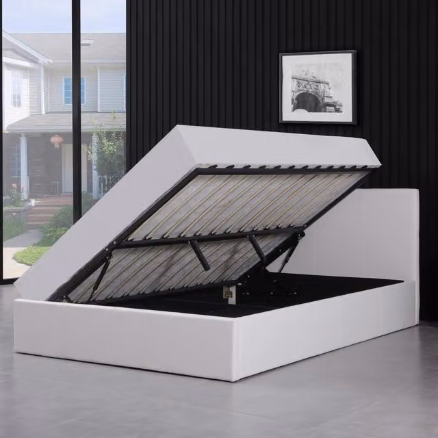 Kosy Koala White Ottoman Storage Bed with Mattress, W/D/H: 120 x 200 cm
