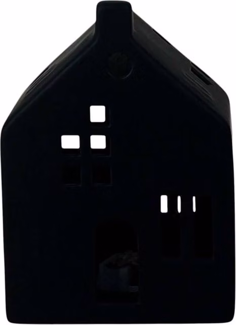 Four Candle Black Ceramic LED House with Cut Out Windows – 1