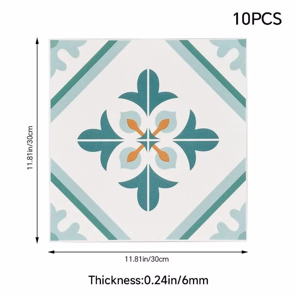 EONLION HF070466 Self-Adhesive Vinyl Floor Tiles, Green, 10 Pack, W/D: 30 x 30 cm – 2