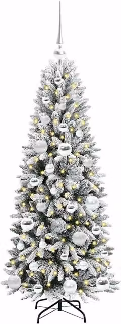 Berkfield Home Green Artificial Christmas Tree with 150 White LEDs, W/D/H: 53 x 53 x 120 cm – 1