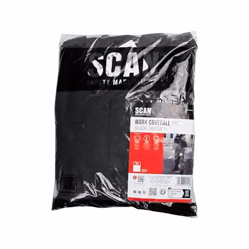 Scan Black Polycotton Coverall Boiler Suit, Size XL – 4