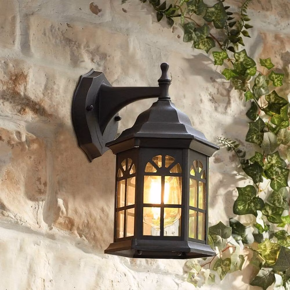 EONLION Antique Black Wall-Mounted Lantern Light with Transparent Glass and Aluminium Body for Garden, Balcony or Terrace – 3