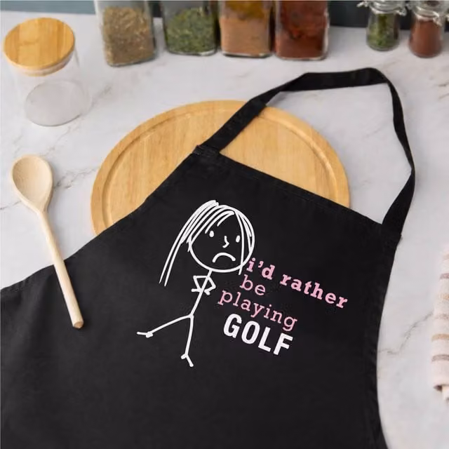 60 Second Makeover Women's I'd Rather Be Playing Golf Cotton Apron in Black