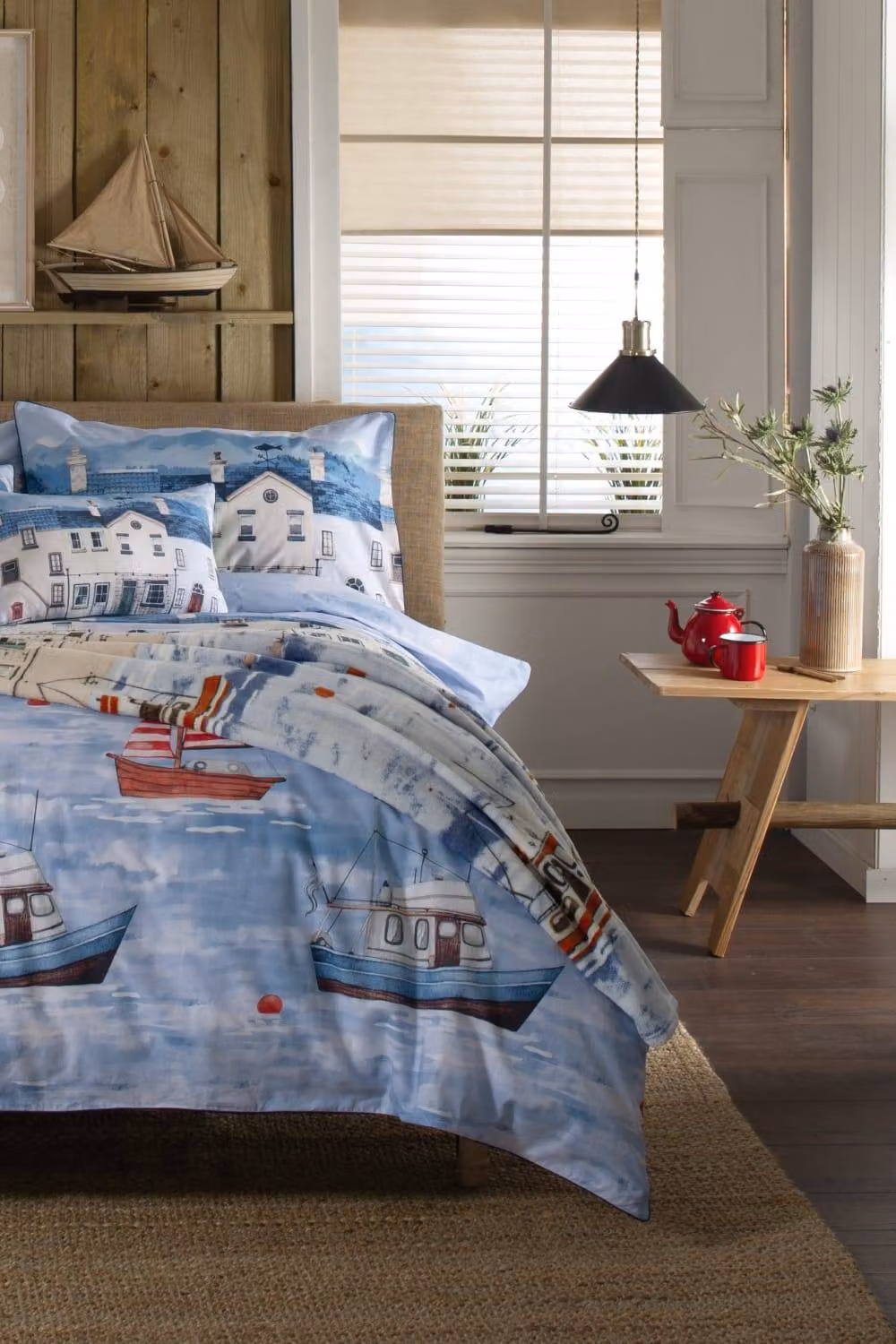 Deyongs Coastal House Print 100% Cotton Cushion in Blue and Multicolour, W: 50 cm, H: 30 cm, D: 30 cm – 2