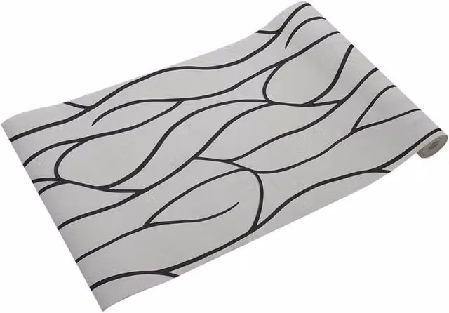 PAWNORA Modern 3D Abstract Striped Emboss Wallpaper in Black, White and Grey