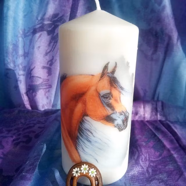 Viki White Pillar Candle Horses (Set of 2)