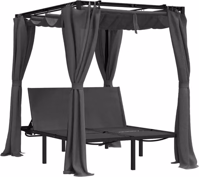 Berkfield Home Double Sun Lounger with Side and Top Curtains in Anthracite – 1