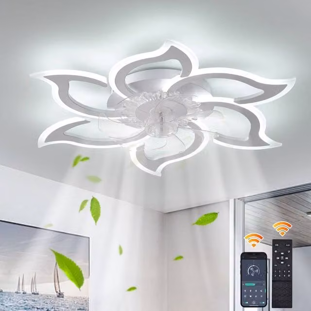 NIVOR 7 Blade Dimmable LED Reversible Ceiling Fan in White with Remote Control and App Control