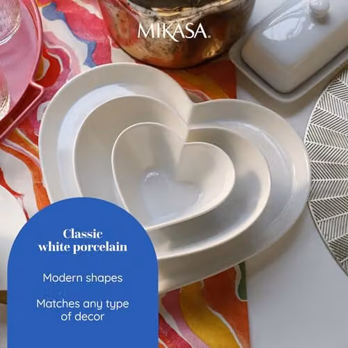 Mikasa Chalk Porcelain Heart-Shaped Serving Bowl, White – 3