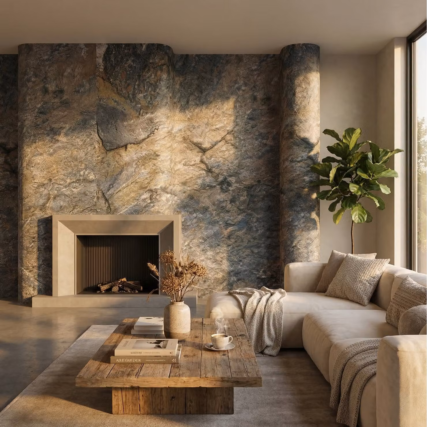 RockFlex Grey Stone Look Polyurethane Wall Cover Panel, W: 120 cm, H: 60 cm