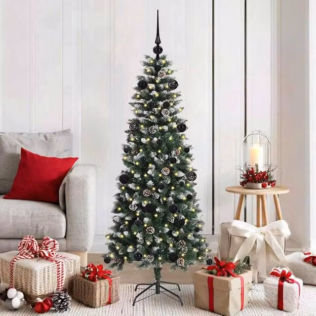 Berkfield Home Artificial Christmas Tree with 150 LEDs, Green, H x W x D: 150 x 66 x 66 cm – 1
