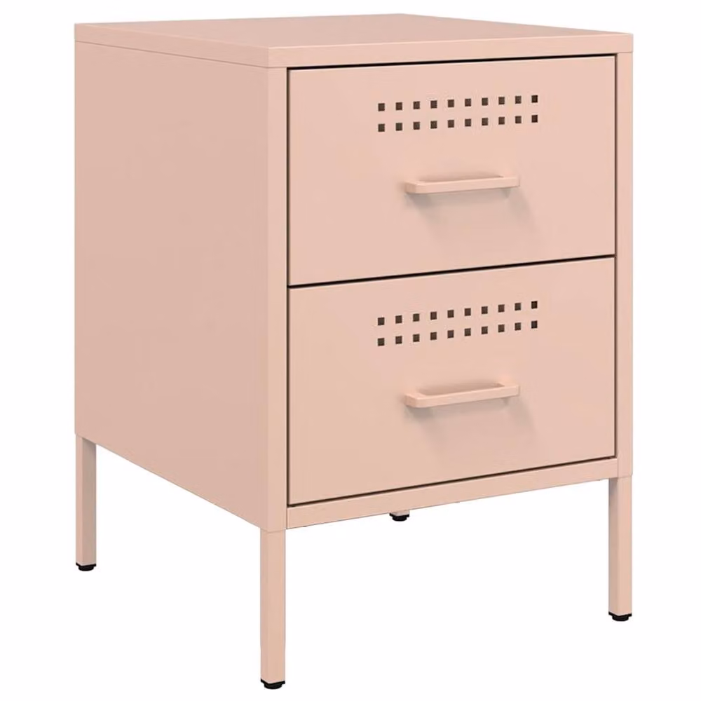 Berkfield Home Durable Metal Bedside Cabinet in Pink, W/D/H: 36 x 39 x 50.5 cm – 2