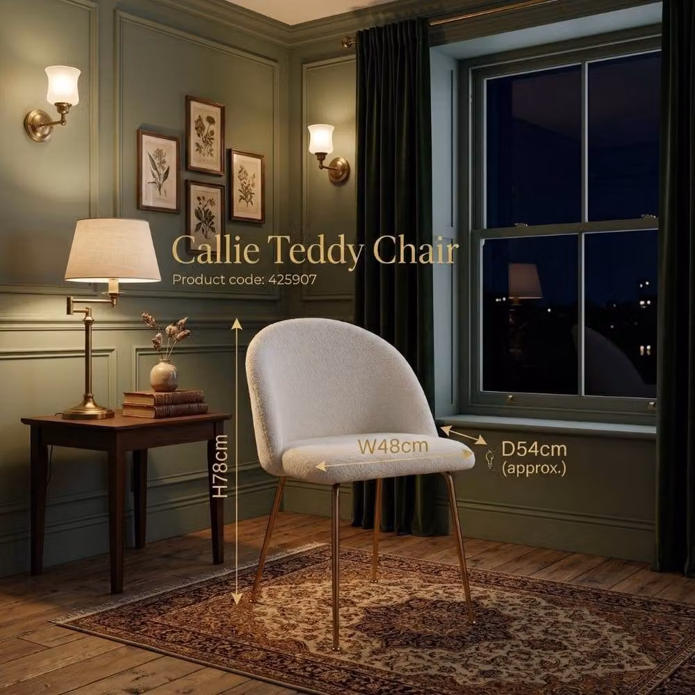 Home Luxe Interior Callie Teddy Chair in White Bouclé Fabric – 4