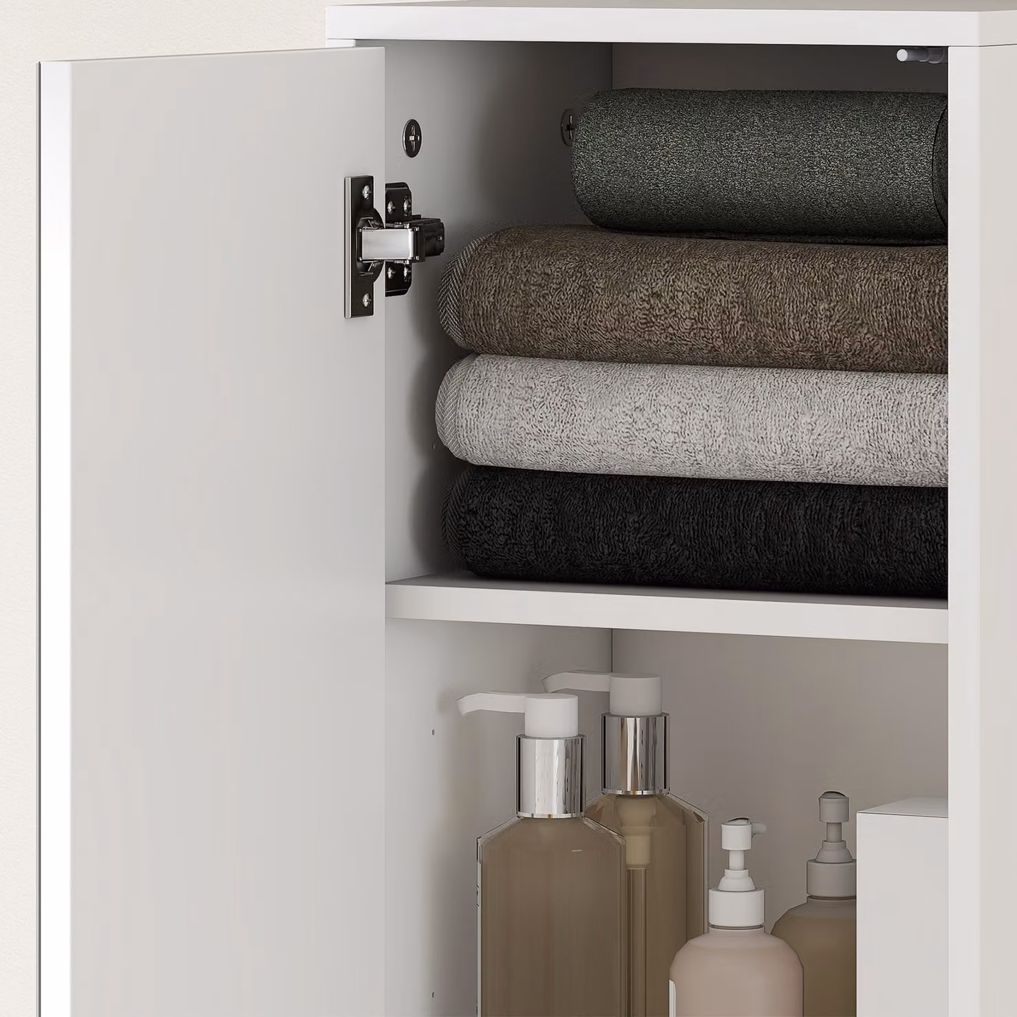 kleankin Tall Mirrored Free Standing Bathroom Cabinet in White with Adjustable Shelves – 3