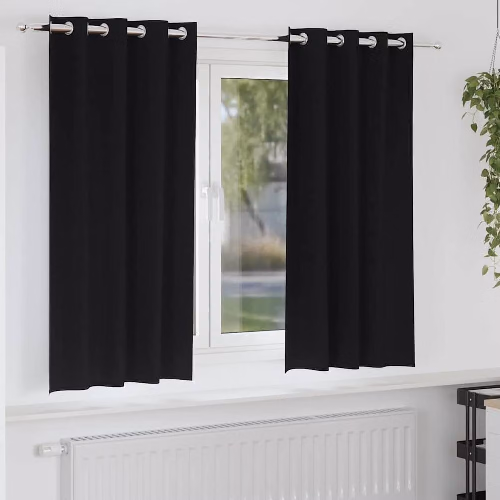 Berkfield Home Blackout Eyelet Curtains, 2 Pack, Black, W: 175 cm, H: 140 cm, Polyester – 2