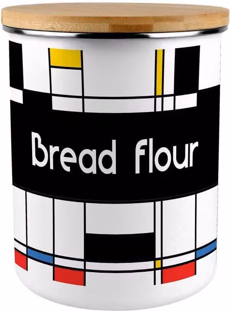 Purely Home Retro Art Deco Bread Flour Canister, 2.7 l, Multicolour Enamel and Bamboo Kitchen Storage Tin – 3