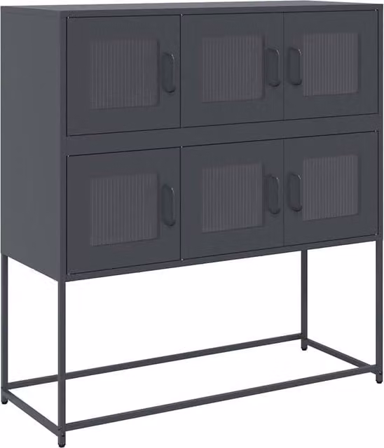 Berkfield Home Anthracite Industrial Sideboard in Matt Grey Metal, W: 100.5 cm, D: 39 cm, H: 107 cm